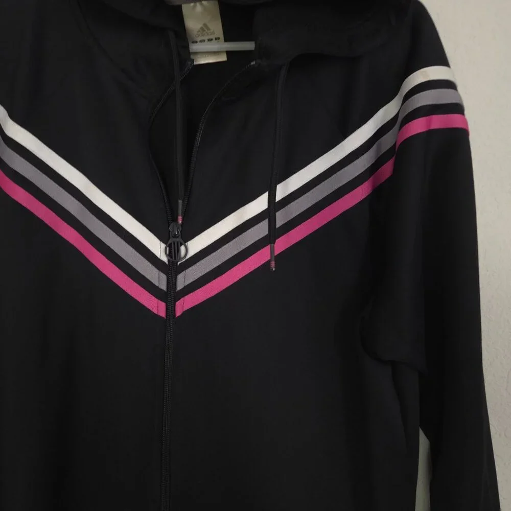 Adidas Essentials Warm-Up Slim 3 Striped Track Jacket Size XL - Black / Pink - Picture 4 of 8